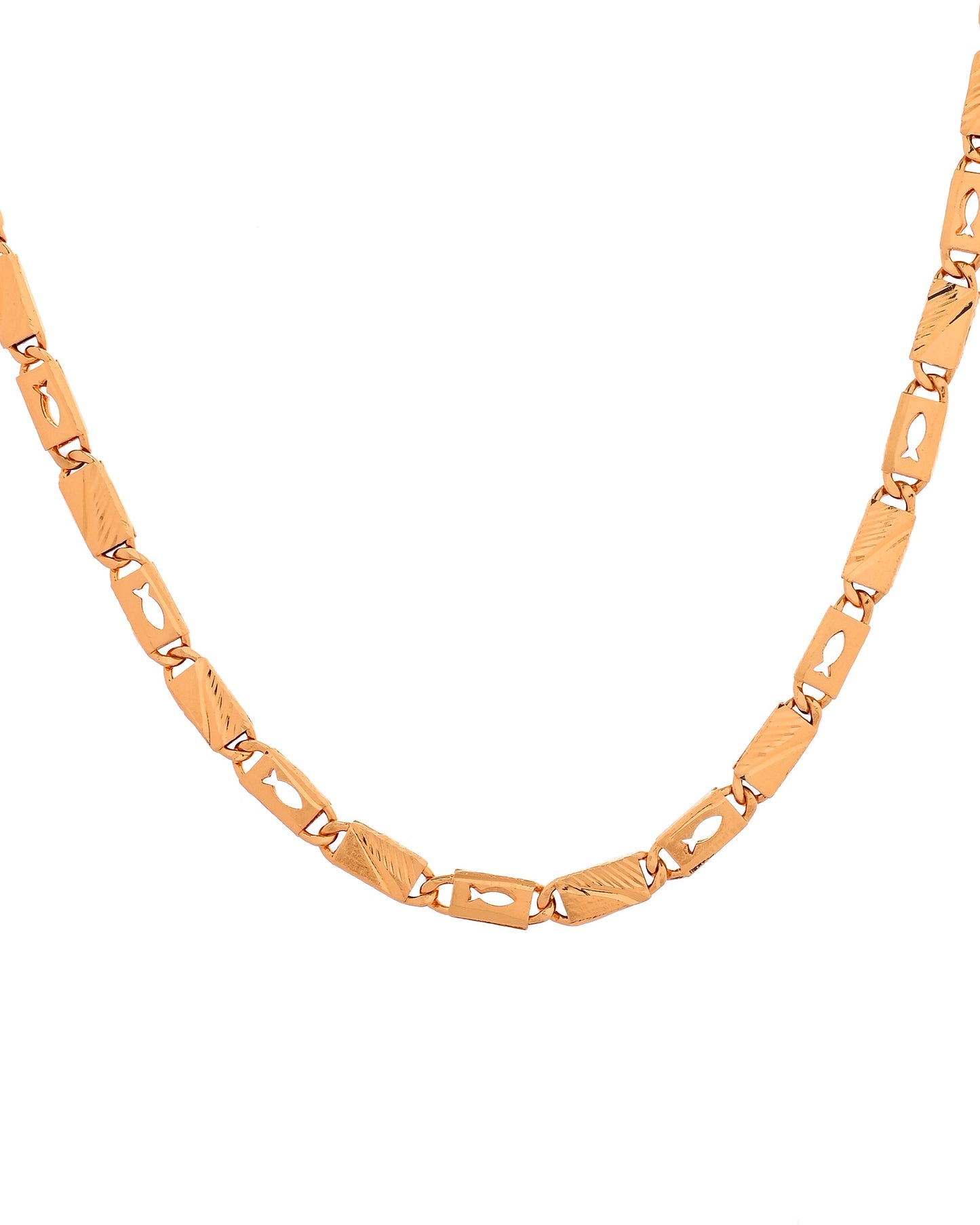 VOJ Gold Plated Fish Designed Biscuit Chain For Men