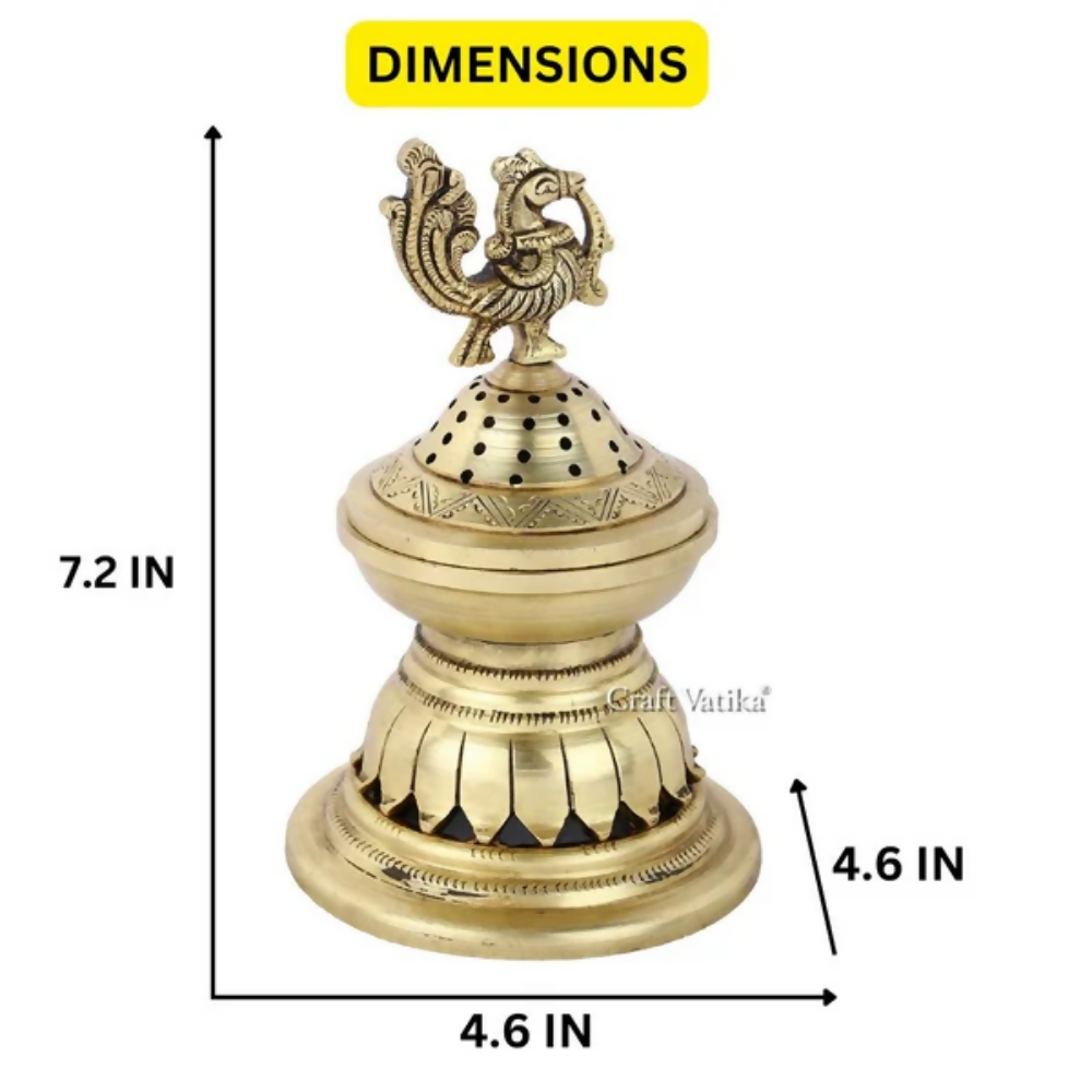 CraftVatika Peacock Shaped Brass Golden Diya For Decoration