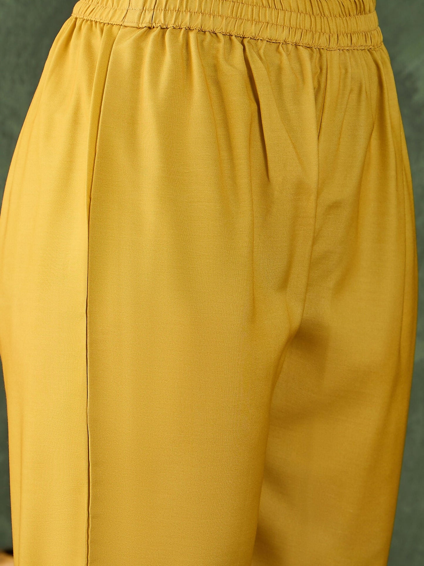 The52 Women's Gorgeous Rayon Fabric Printed Work Straight Kurta Pant and Dupatta Set-Yellow