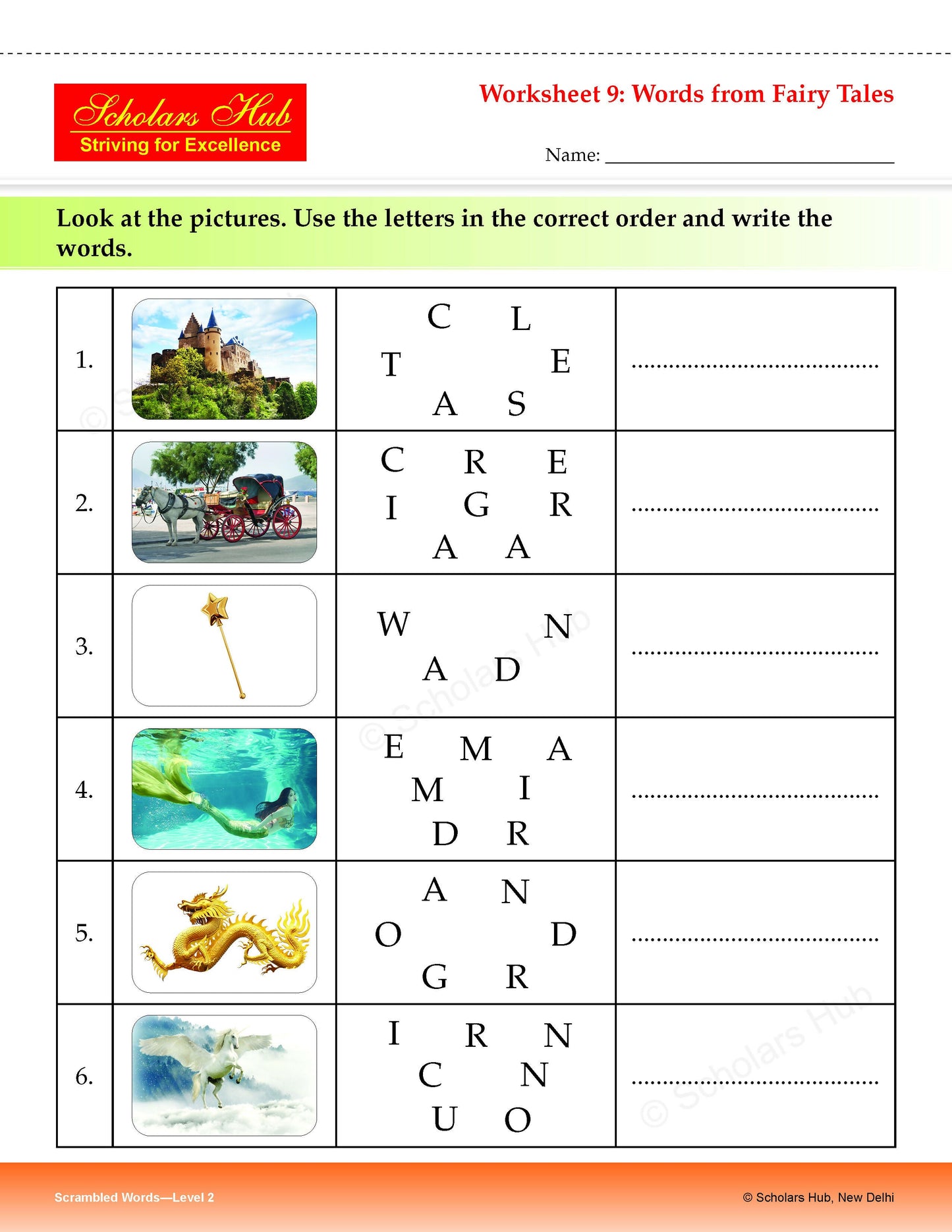 Step By Step Skills Scrambled Words-2Tearble Colourful Worksheets)