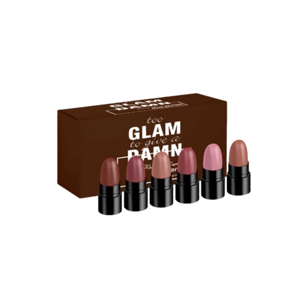 Ronzille Too Glam To Give A Damn Bullet Lipstick Set Of 6 - Nude Edition