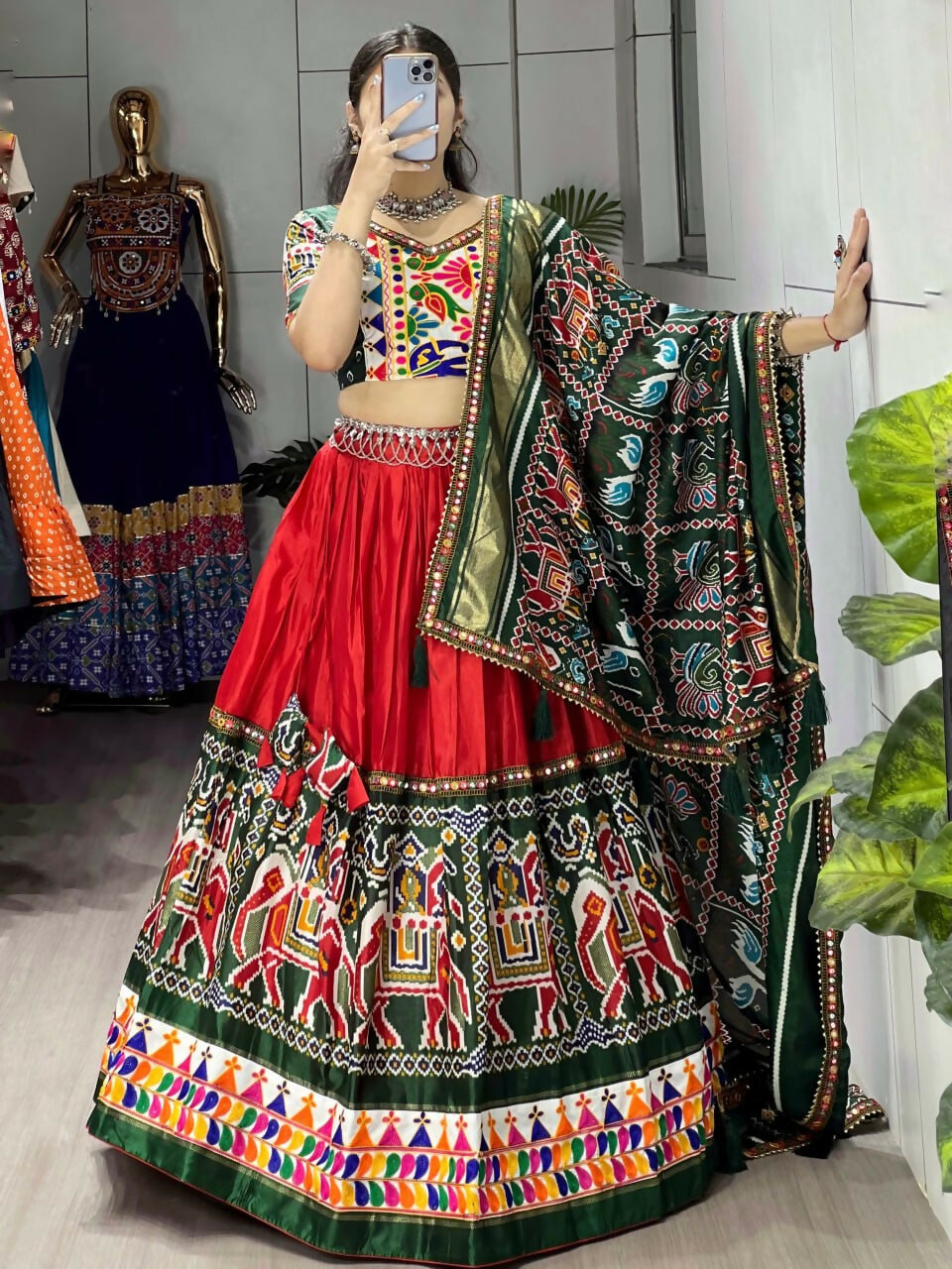 Yash Enterprise Multicolor Dhola Silk Embroidery Semi Stitched Navratri Chaniya Choli