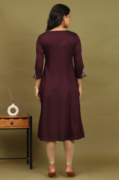 W for Woman Purple Zari Embroidered Anarkali Kurta