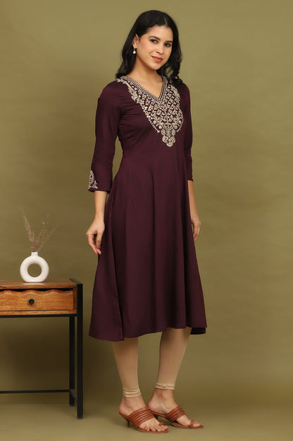 W for Woman Purple Zari Embroidered Anarkali Kurta