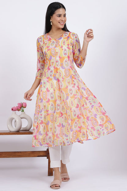 W for Woman Printed Kota Doria Anarkali Kurta