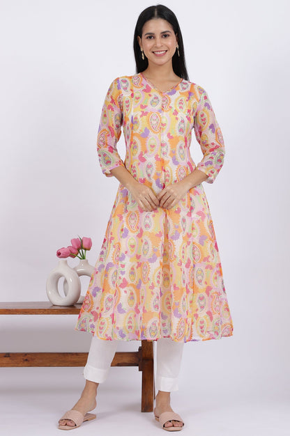 W for Woman Printed Kota Doria Anarkali Kurta