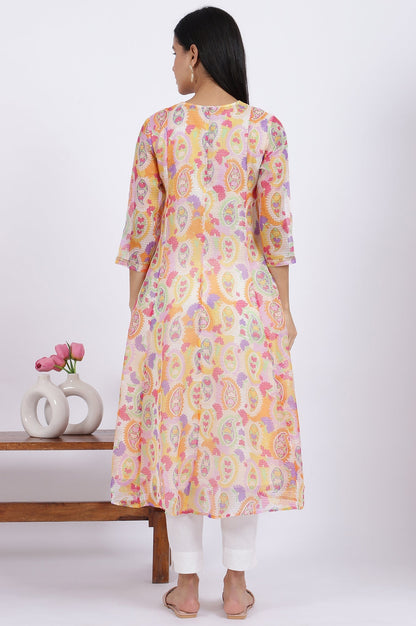 W for Woman Printed Kota Doria Anarkali Kurta