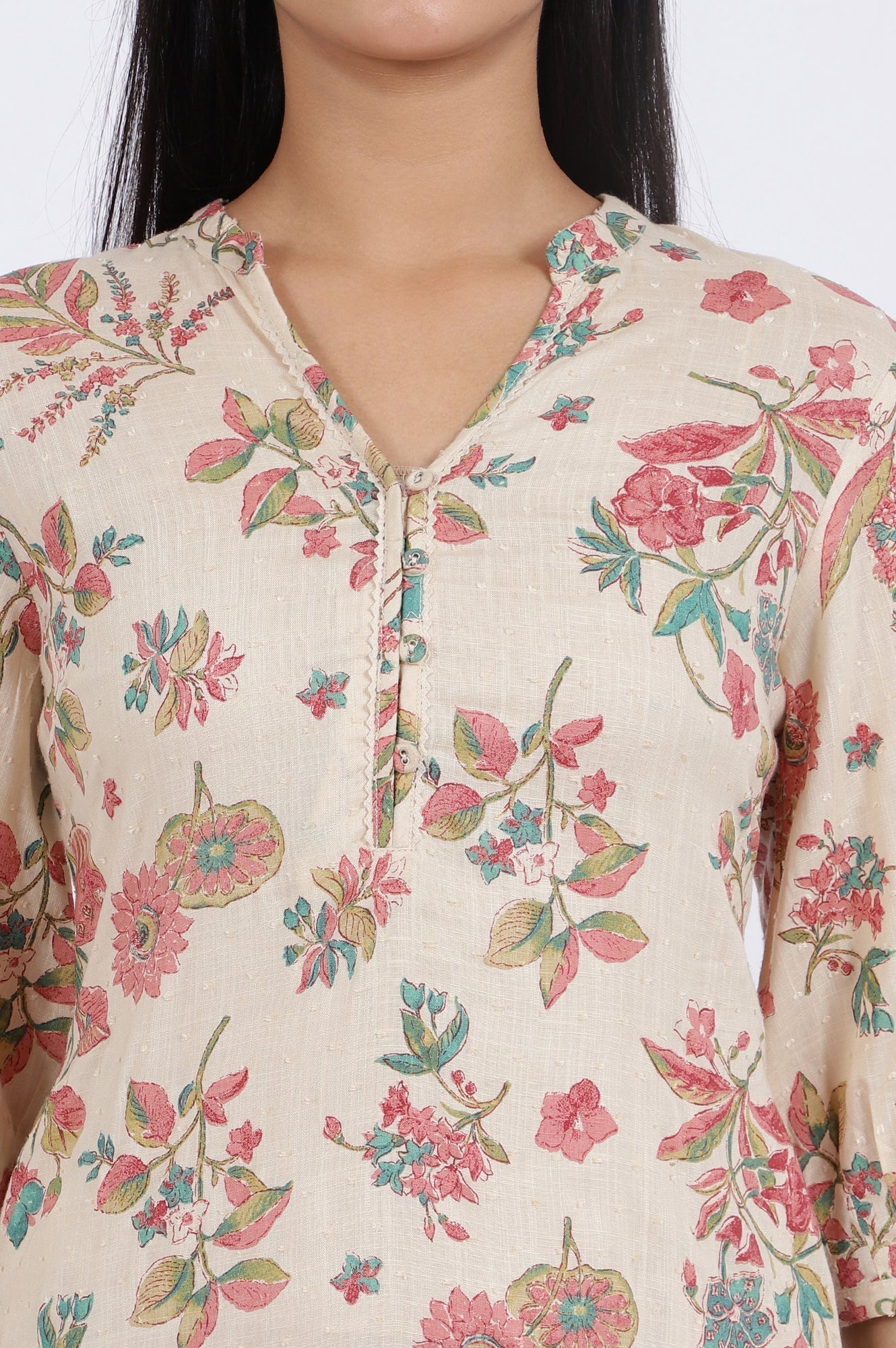W for Woman Floral Printed Straight Viscose Kurta