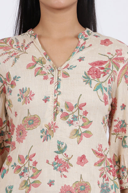 W for Woman Floral Printed Straight Viscose Kurta