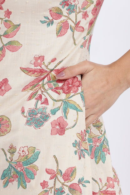W for Woman Floral Printed Straight Viscose Kurta
