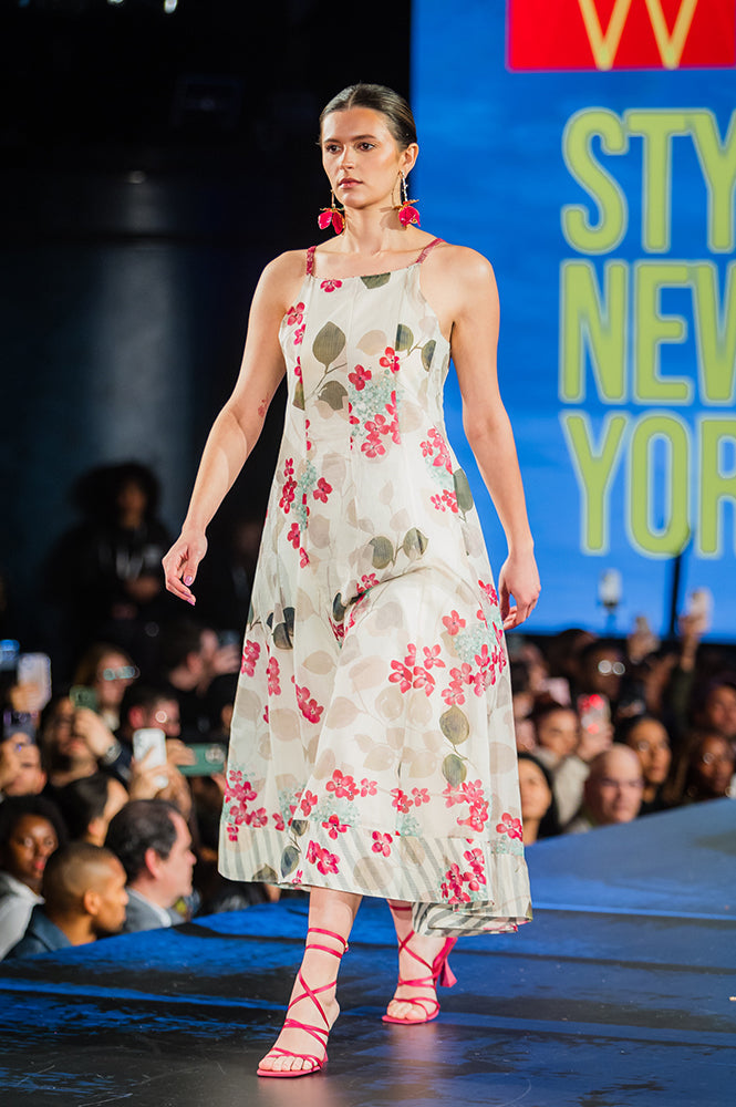 W for Woman Off-White Foral Printed Cotton Kota Flared Spaghetti Dress