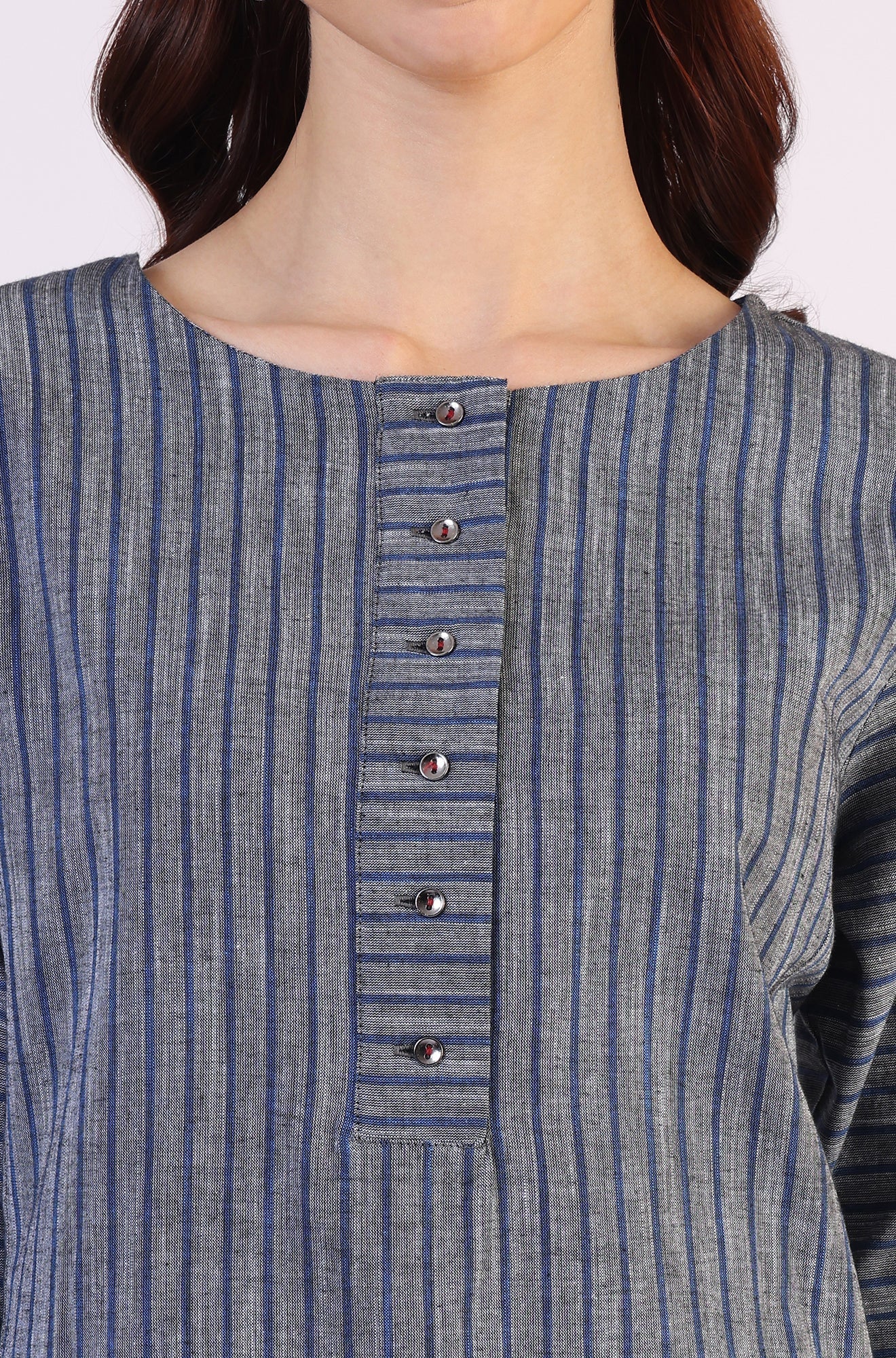 W for Woman Grey Dyed Straight Pure Cotton Kurta