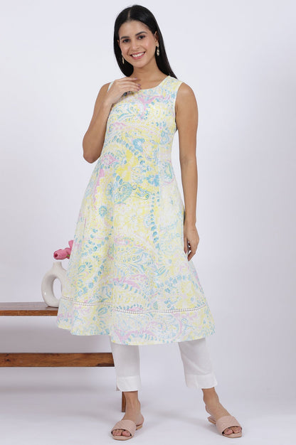 W for Woman Multicolor Printed Flared Pure Cotton Kurta