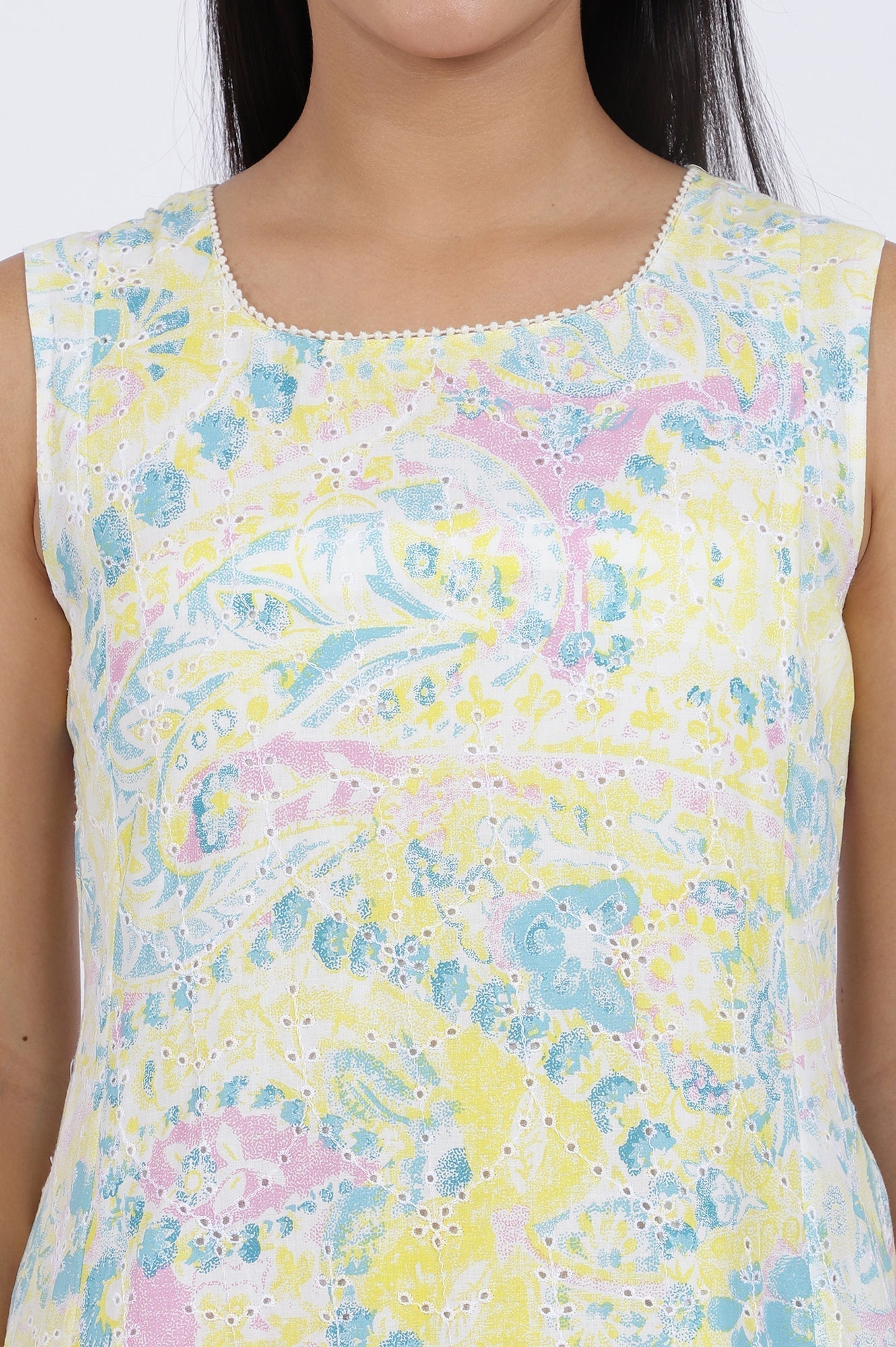 W for Woman Multicolor Printed Flared Pure Cotton Kurta