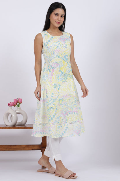 W for Woman Multicolor Printed Flared Pure Cotton Kurta