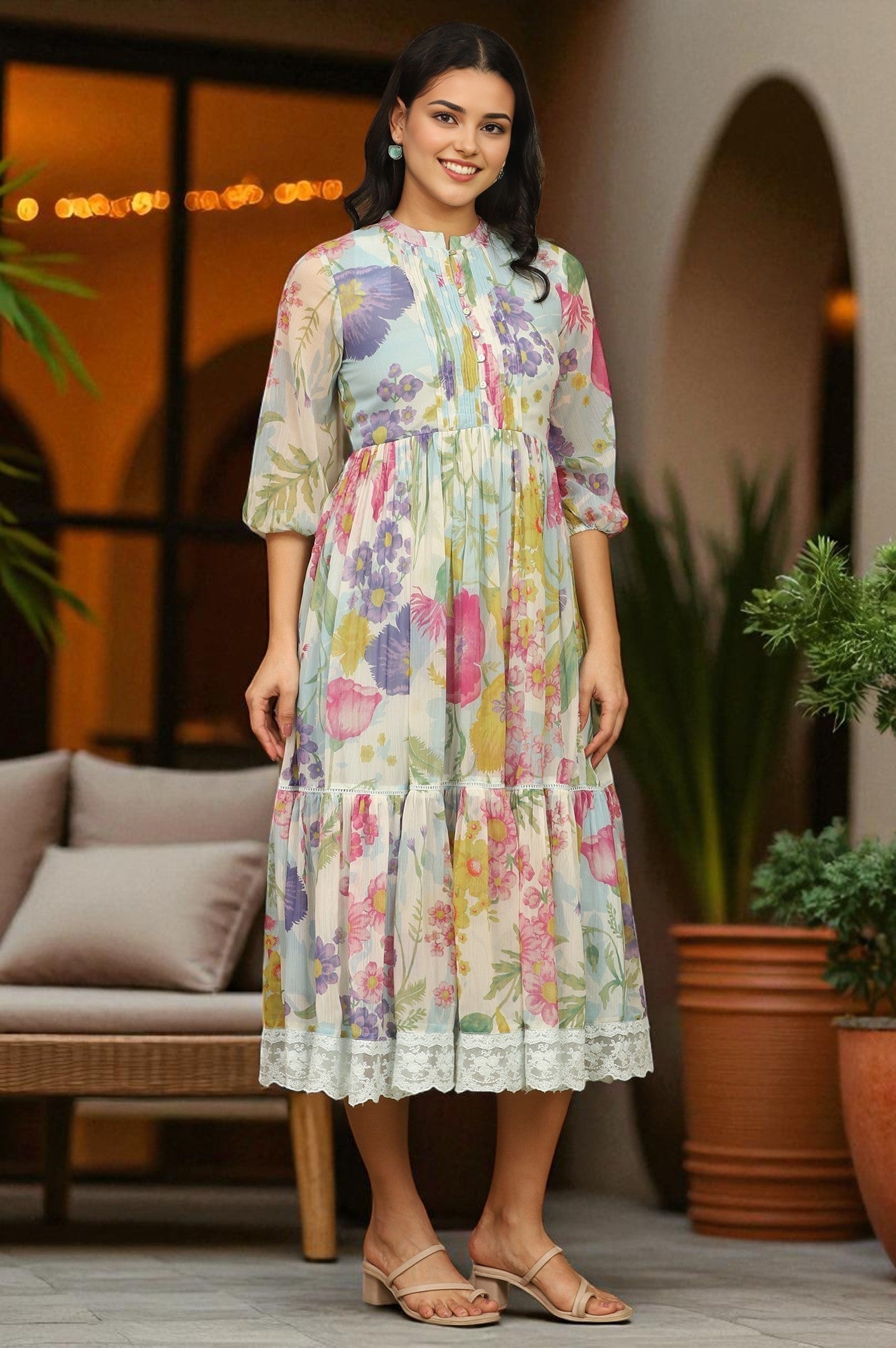 W for Woman Floral Printed Flared Dress