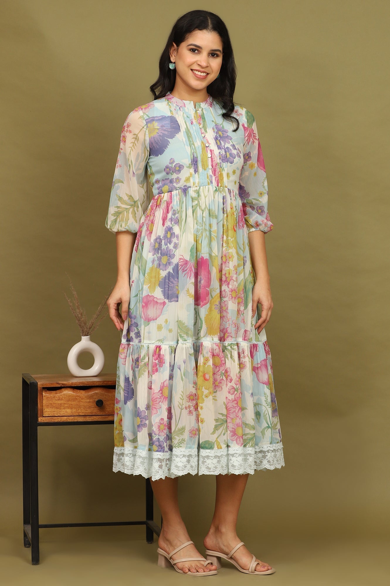 W for Woman Floral Printed Flared Dress
