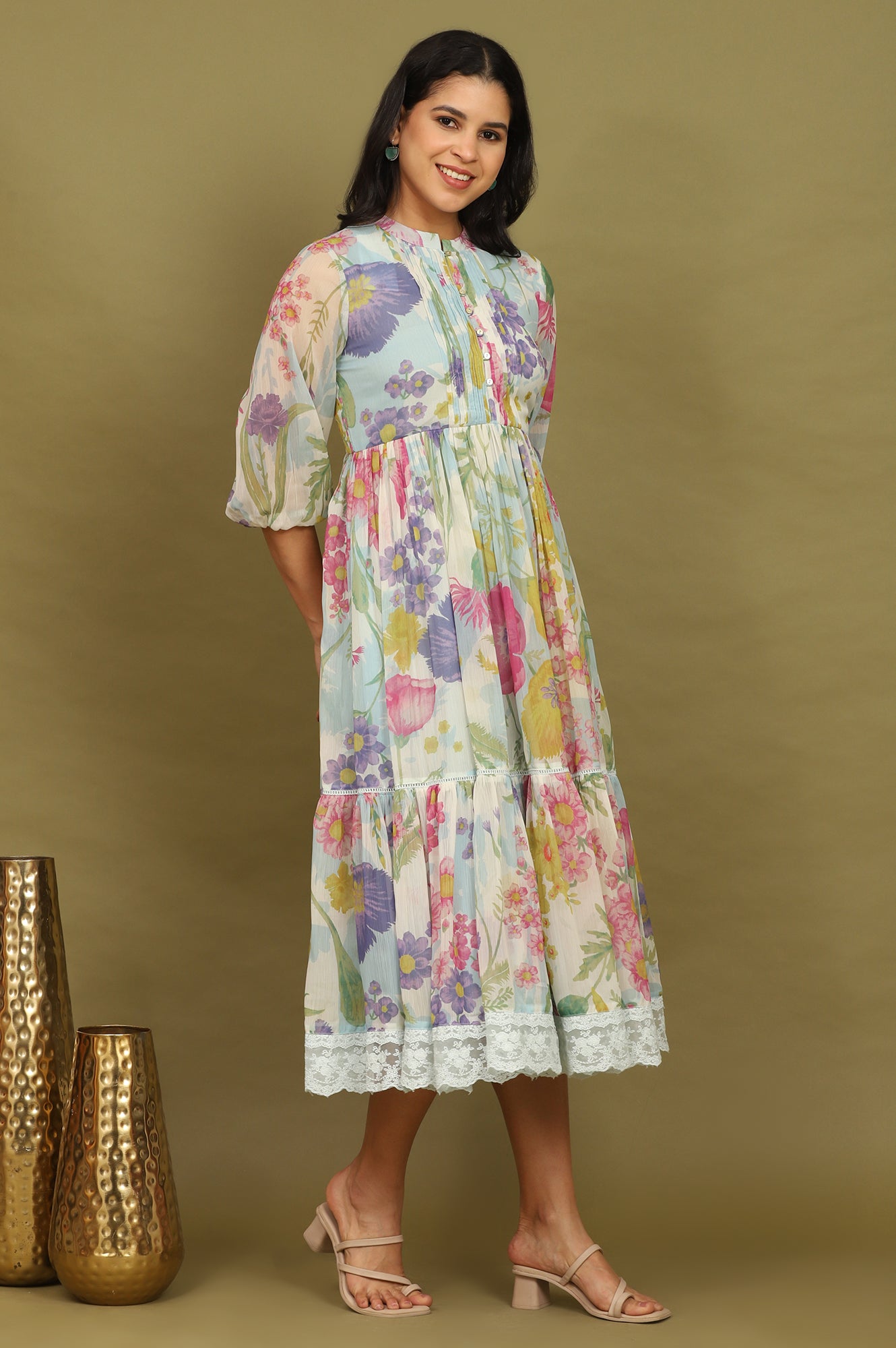W for Woman Floral Printed Flared Dress