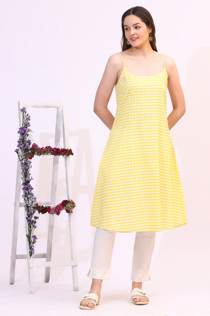 W for Woman White Floral Printed Sequined Kota Layered Kurta