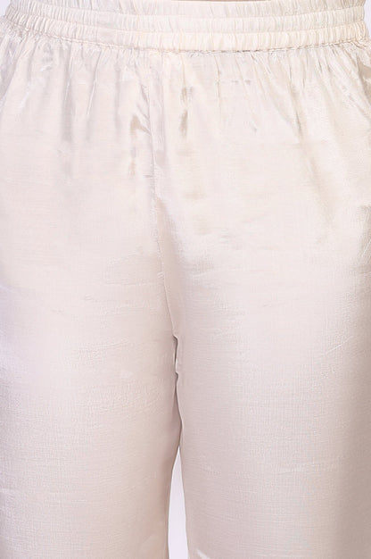 W for Woman Off-White Embroidered Straight Viscose Kurta