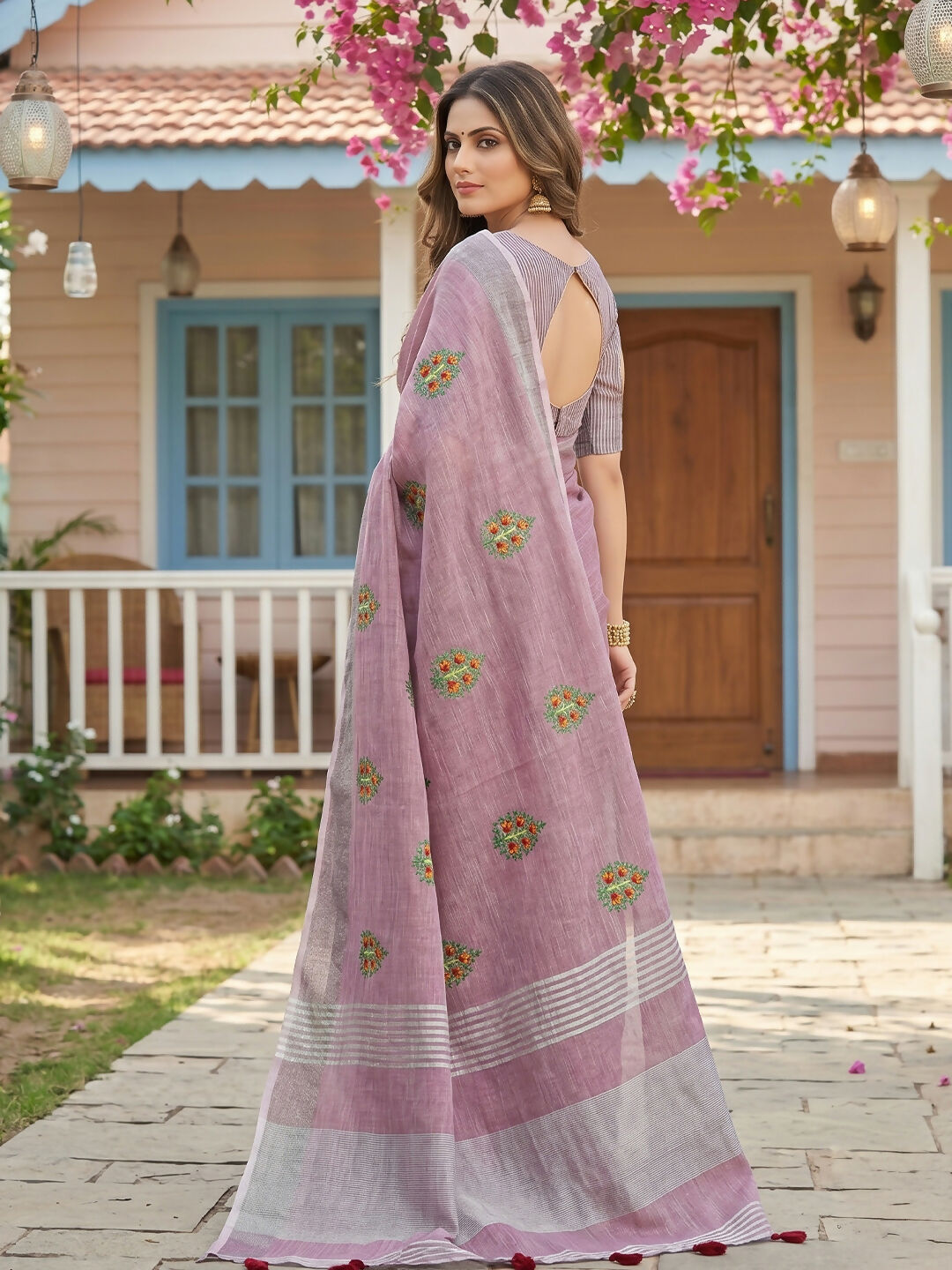 Shree Shyam Fashion Light Purple Linen Saree