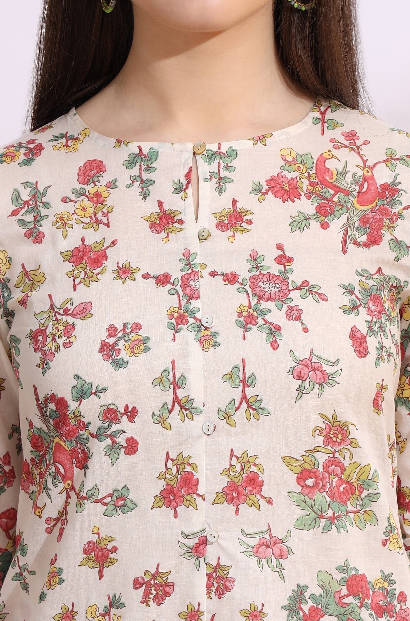 W for Woman White Floral Printed Summer Straight Tunic