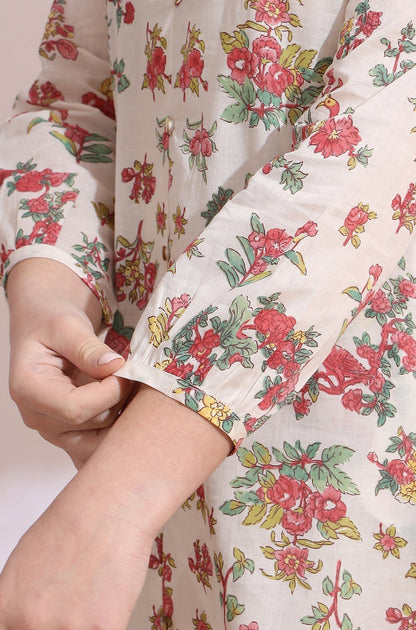 W for Woman White Floral Printed Summer Straight Tunic