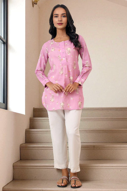 W for Woman Pink Floral Printed Pure Cotton Summer Tunic