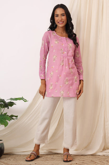 W for Woman Pink Floral Printed Pure Cotton Summer Tunic