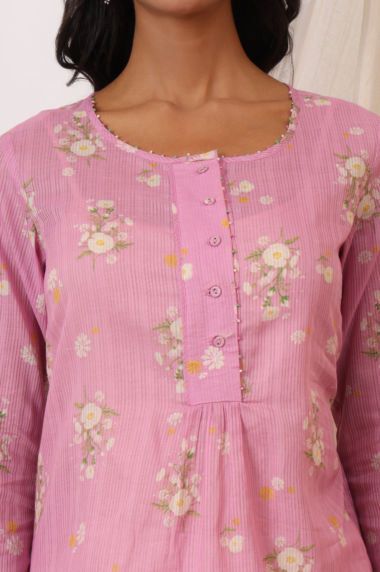 W for Woman Pink Floral Printed Pure Cotton Summer Tunic