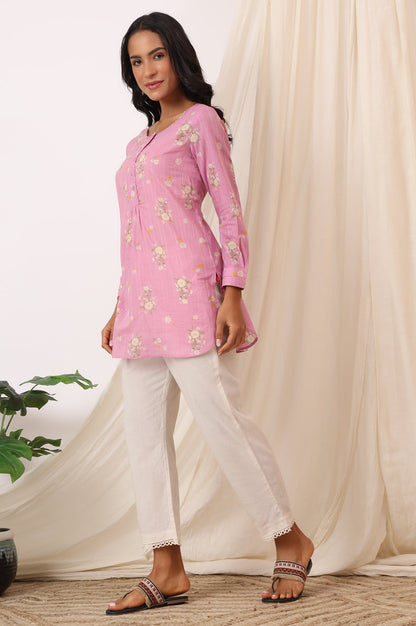 W for Woman Pink Floral Printed Pure Cotton Summer Tunic