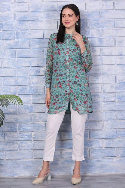 W for Woman Green Floral Printed Kota Tunic