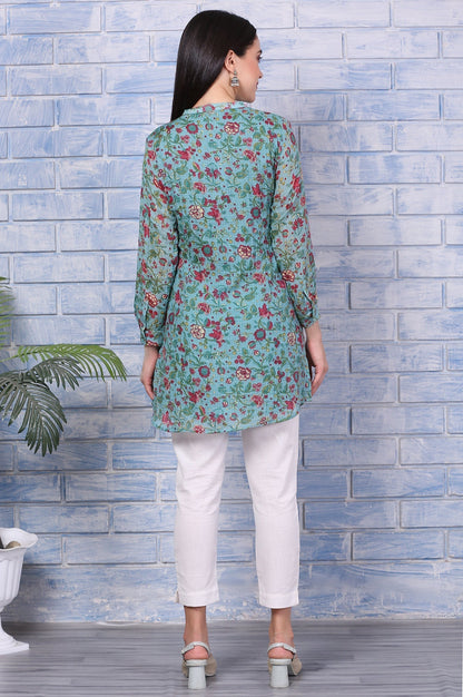 W for Woman Green Floral Printed Kota Tunic