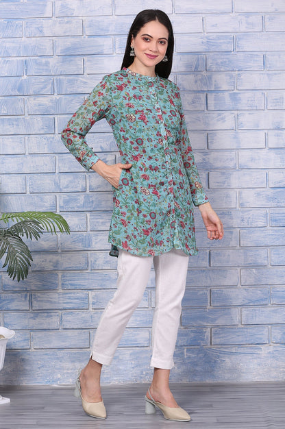 W for Woman Green Floral Printed Kota Tunic