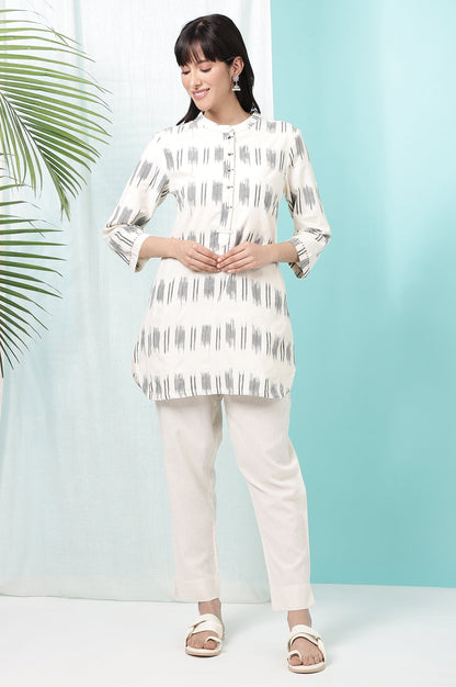 W for Woman Off-White Yarn Dyed Pure Cotton Tunic