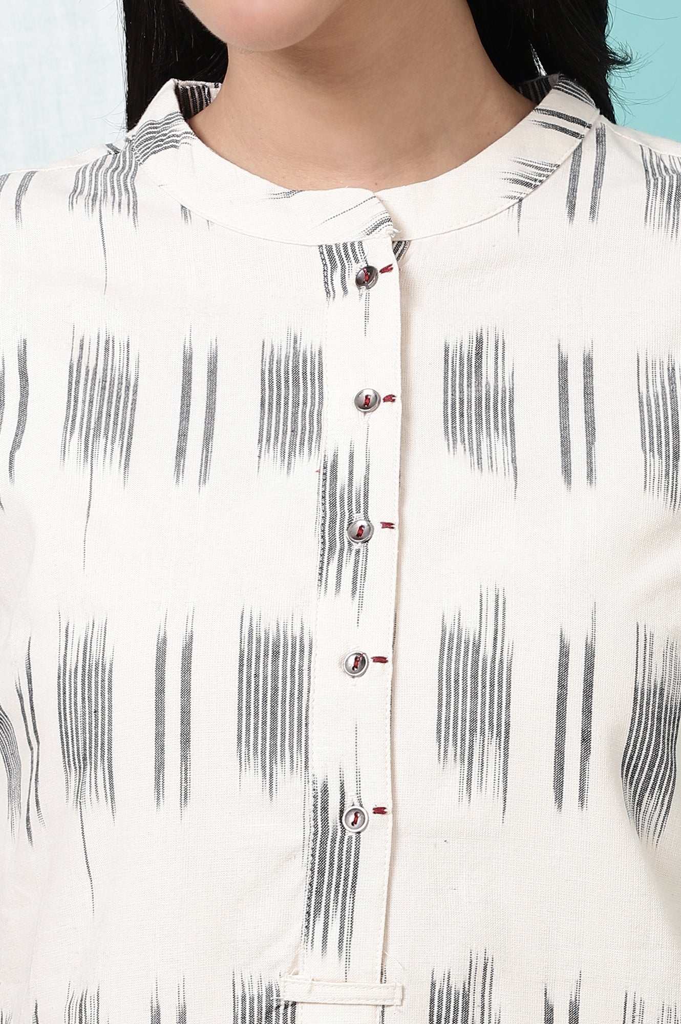 W for Woman Off-White Yarn Dyed Pure Cotton Tunic