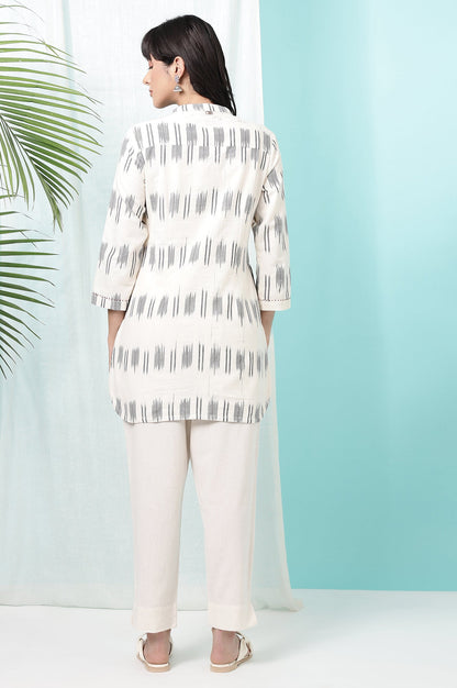W for Woman Off-White Yarn Dyed Pure Cotton Tunic
