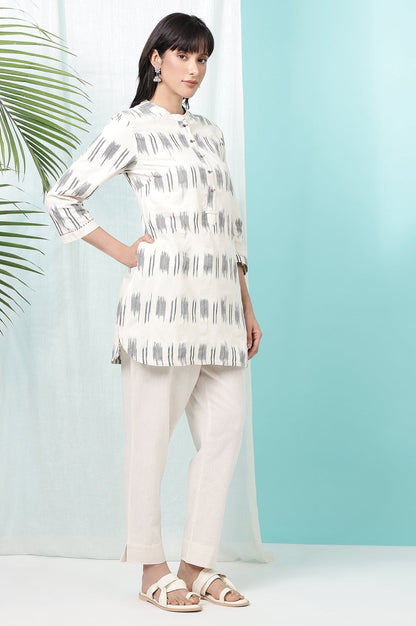 W for Woman Off-White Yarn Dyed Pure Cotton Tunic