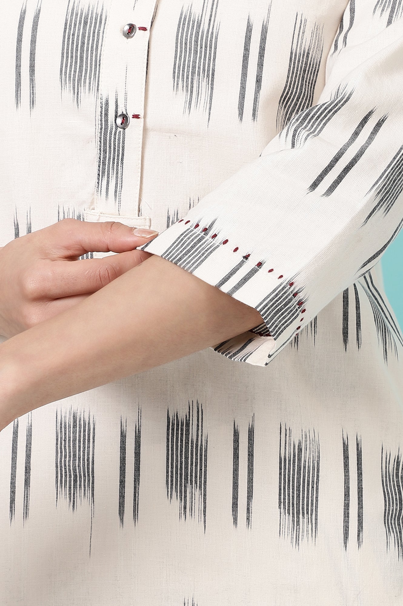 W for Woman Off-White Yarn Dyed Pure Cotton Tunic