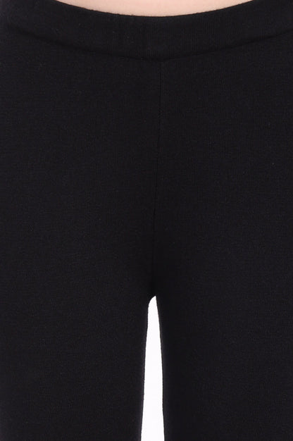 W for Woman Black Solid Straight Pant