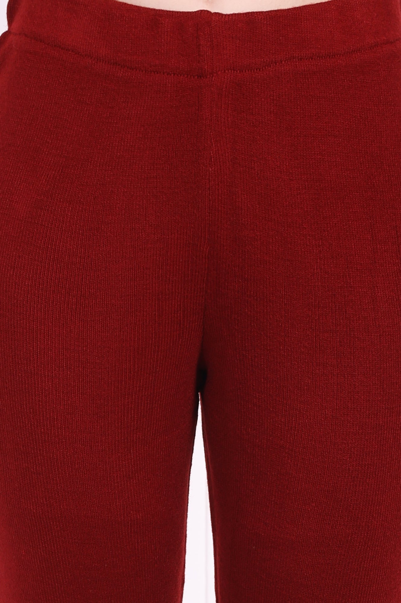 W for Woman Red Solid Acrylic Winter Legging
