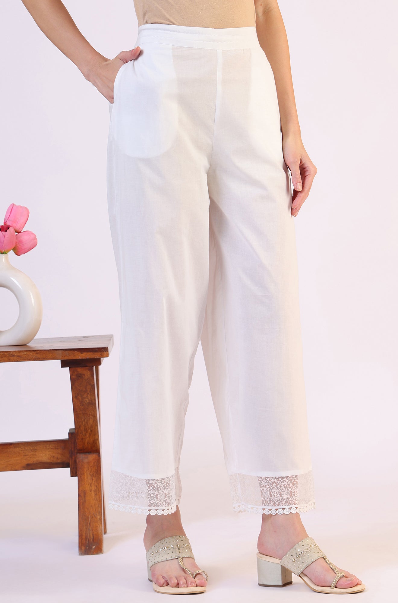 W for Woman Solid Pure Cotton Parallel Pants