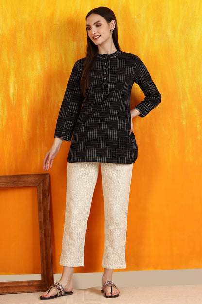 W for Woman Off-White Cotton Lace Trouser Pants