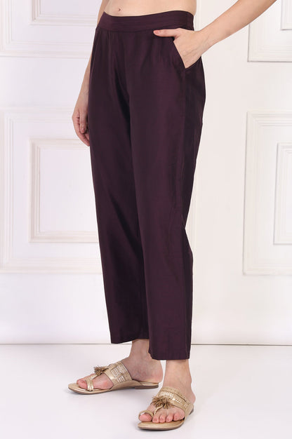 W for Woman Wine Straight Rayon Pant