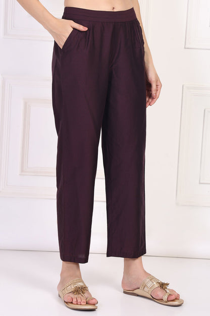 W for Woman Wine Straight Rayon Pant