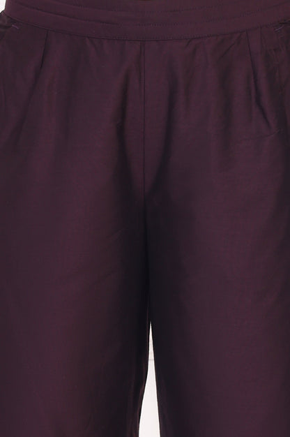 W for Woman Wine Straight Rayon Pant