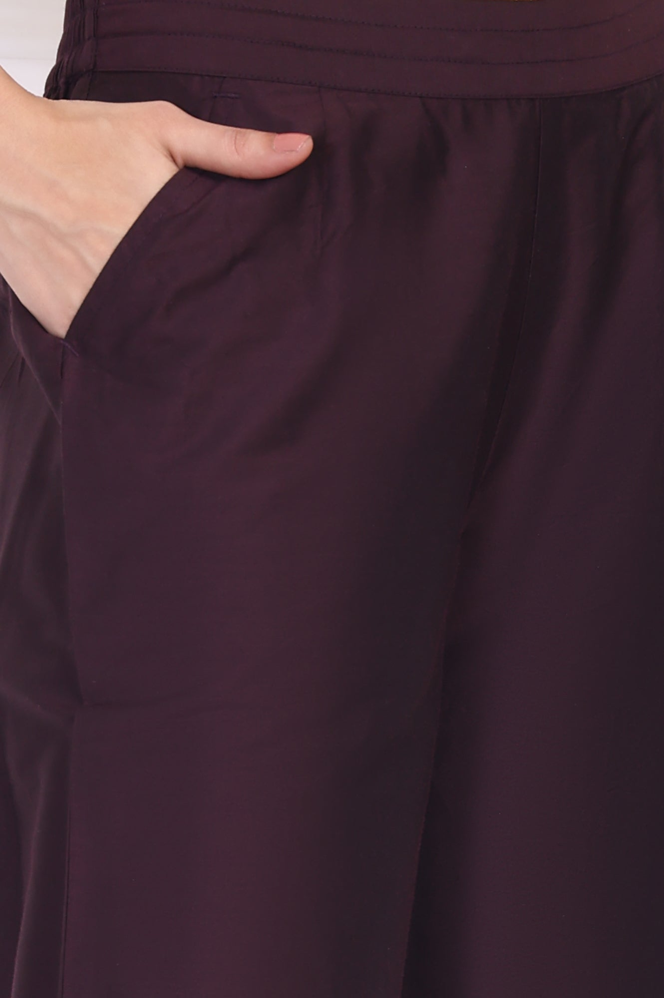 W for Woman Wine Straight Rayon Pant