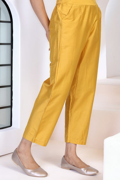 W for Woman Yellow Solid Straight Pant