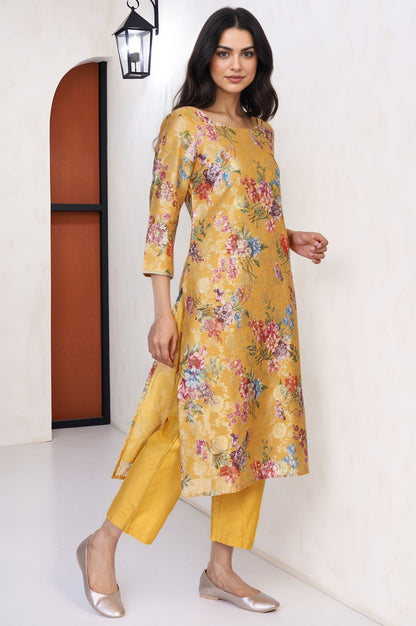 W for Woman Yellow Solid Straight Pant