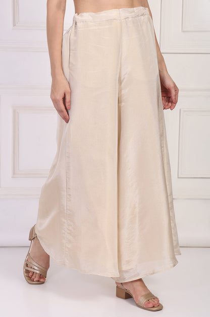 W for Woman Cream Textured Flared Tissue Pant